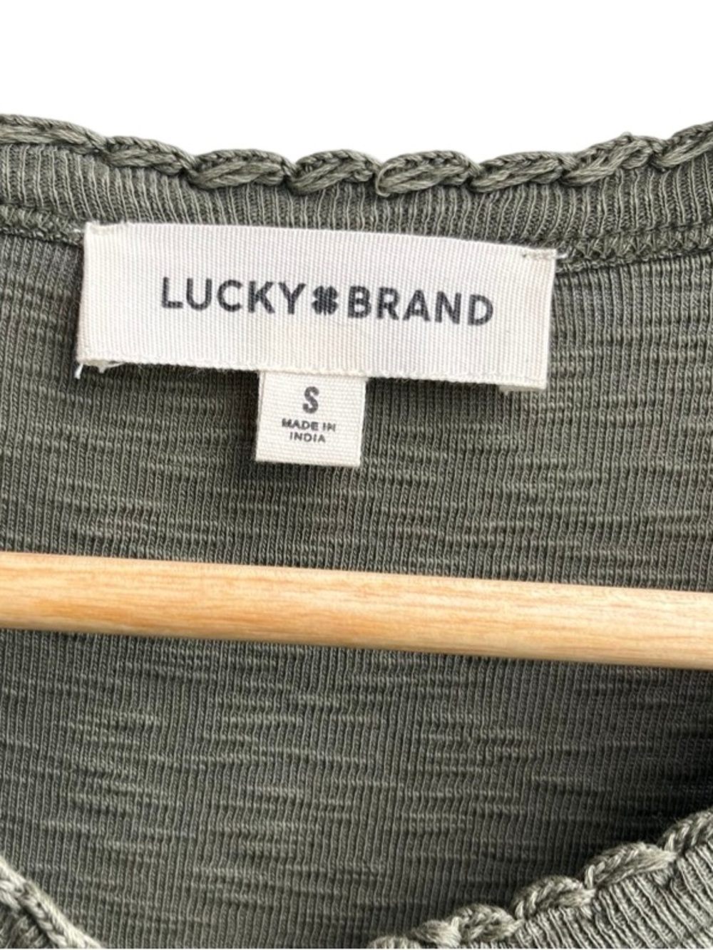 Lucky Brand Dusty Olive Slub Henley Top NWT Size Small - Picture 7 of 15